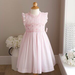 Pink Smocked Dress Luli & Me Boutique Summer Spring Vacation Size 5 NWT